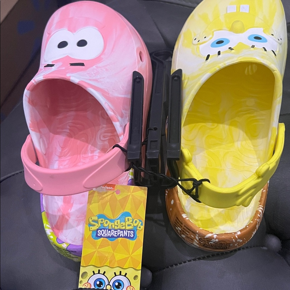 BRANDNEW SPONGEBOB Cartoon Character Clogs - Pink and Yellow Kids Size 3